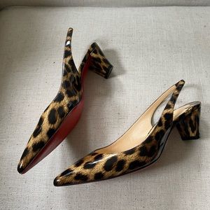 🐈 Wild cat🐈 Louboutin Karelli 45 Slingback 36.5